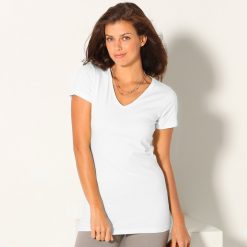 Jednobarevné tričko s výstřihem do "V" bílá / - Blancheporte
