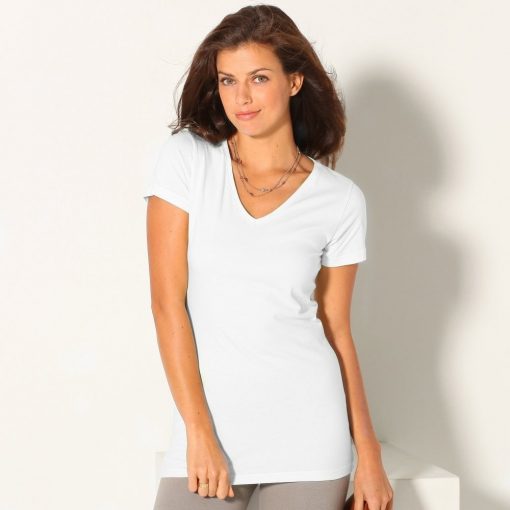 Jednobarevné tričko s výstřihem do „V“ bílá / – Blancheporte