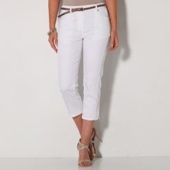 Korzárské kalhoty v zeštíhlujícím střihu bílá  - Blancheporte