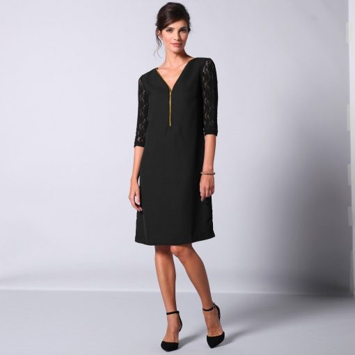 Krajkové šaty na zip černá  – Blancheporte