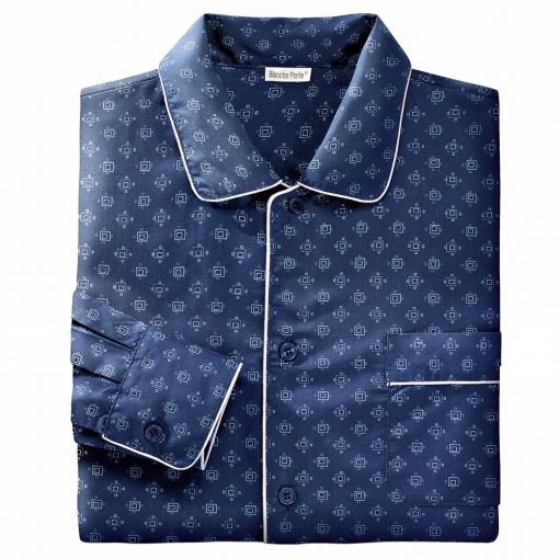 Prodloužený pyžamový kabátek s potiskem nám.modrá / (XL) – Blancheporte