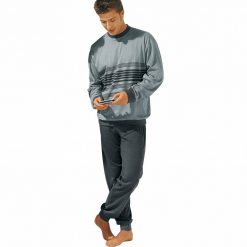 Pruhované pyžamo s kalhotami šedá / (XXL) - Blancheporte