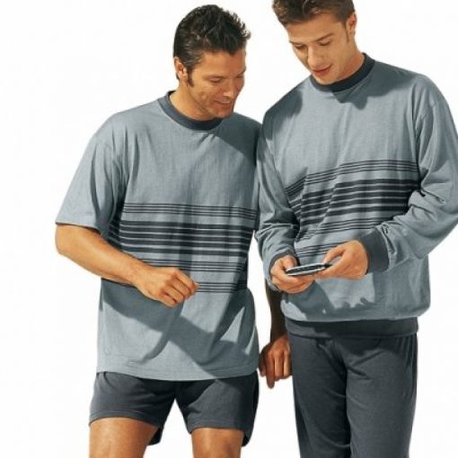 Pruhované pyžamo se šortkami šedá / (XL) – Blancheporte