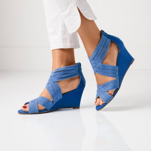 Sandály na klínku modrá  – Blancheporte