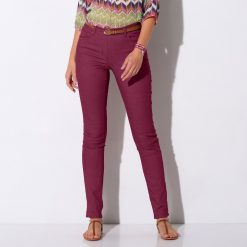 Strečové kalhoty v zeštíhlujícím střihu purpurová  - Blancheporte