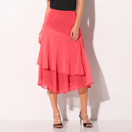 Volánová jednobarevná sukně korálová  – Blancheporte