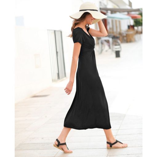 Dlouhé šaty s krátkými rukávy černá / – Blancheporte