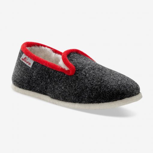Dvoubarevné papuče s vlněnou podšívkou antracitová  – Blancheporte