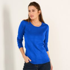 Jednobarevný pulovr s kulatým výstřihem tmavě modrá / - Blancheporte