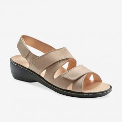 Kožené sandály na suchý zip béžová/zlatá  - Blancheporte