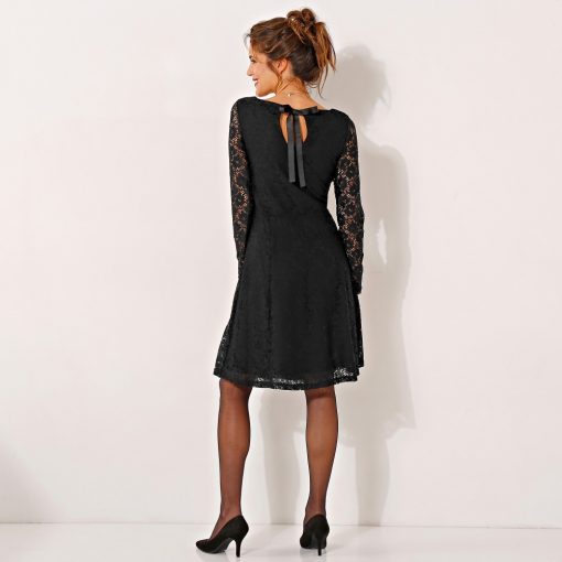 Krajkové šaty s dlouhými rukávy černá  – Blancheporte