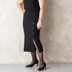 Polodlouhá sukně s knoflíky černá / - Blancheporte