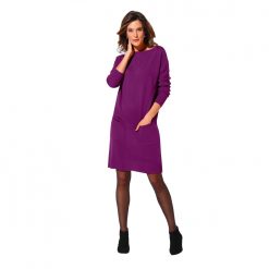 Pulovrové šaty s kapsami purpurová  - Blancheporte