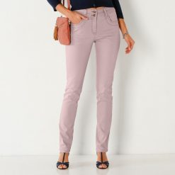 Rovné barevné džíny béžová růžová  - Blancheporte