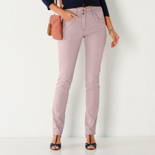 Rovné barevné džíny béžová růžová  – Blancheporte