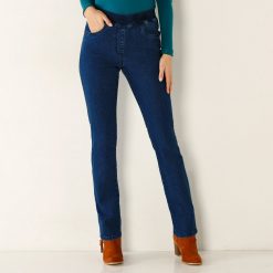 Rovné džíny s pružným pasem džínová modrá  - Blancheporte