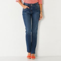Rovné džíny v opraném vzhledu modrá  - Blancheporte