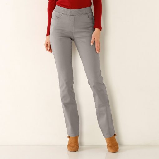 Rovné kalhoty s pružným pasem hnědošedá  – Blancheporte