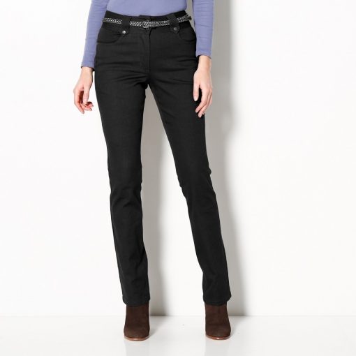Rovné kalhoty s vysokým stahujícím pasem černá  – Blancheporte