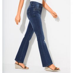 Strečové bootcut džíny v opraném vzhledu modrá  - Blancheporte