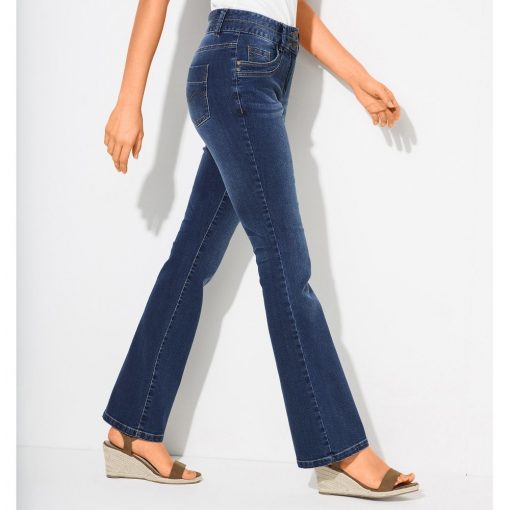 Strečové bootcut džíny v opraném vzhledu modrá  – Blancheporte