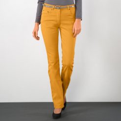 Strečové rovné kalhoty šafránová  - Blancheporte