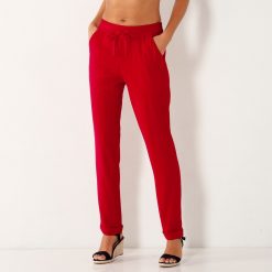 / jednobarevné vzdušné kalhoty červená  - Blancheporte