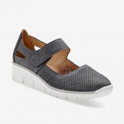 Dámské boty na suchý zip šedá antracitová  - Blancheporte