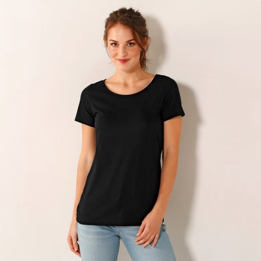 Jednobarevné tričko s kulatým výstřihem černá / – Blancheporte