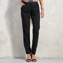 Rovné kalhoty z krepu černá  - Blancheporte