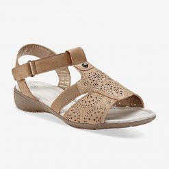 Sandály na suchý zip a pruženku hnědošedá  - Blancheporte