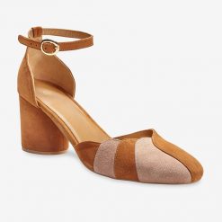 Dvoubarevné kožené sandály béžová/růžová  - Blancheporte