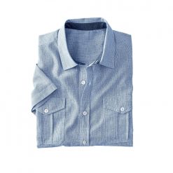 Jednobarevná košile s krátkými rukávy nebeská modrá / - Blancheporte