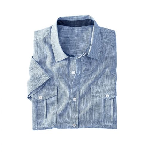 Jednobarevná košile s krátkými rukávy nebeská modrá / – Blancheporte