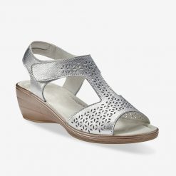 Klínové sandály zdobené perforací stříbrná  - Blancheporte