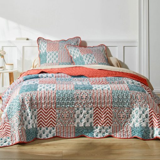 Přehoz na postel patchwork terakota povlak na polštář xcm – Blancheporte