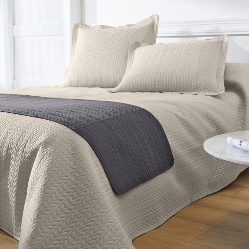 Prošívaný přehoz na postel béžová povlak na polštář xcm – Blancheporte