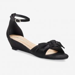 Sandály na klínku s mašlí černá  - Blancheporte