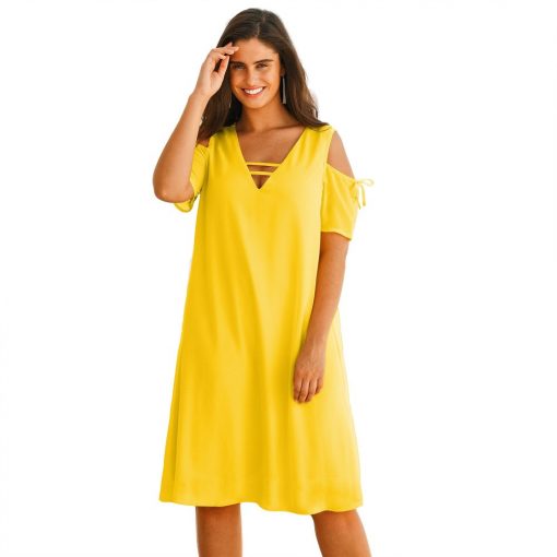 Šaty s průstřihy v ramenou žlutá  – Blancheporte