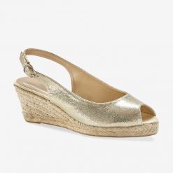 Třpytivé sandály na klínku zlatá  - Blancheporte