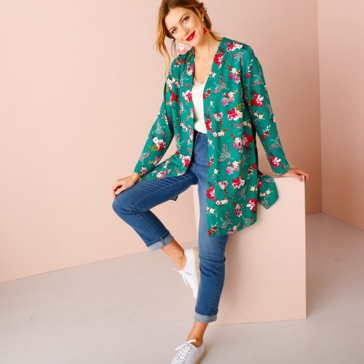 Dlouhá kimono košile smaragdová  – Blancheporte