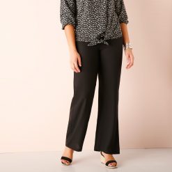 Jednobarevné krepové kalhoty černá  - Blancheporte