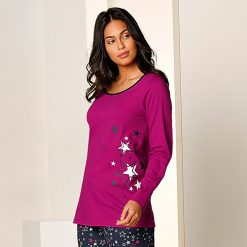 Jednobarevné tričko s dl. rukávy a hvězdami