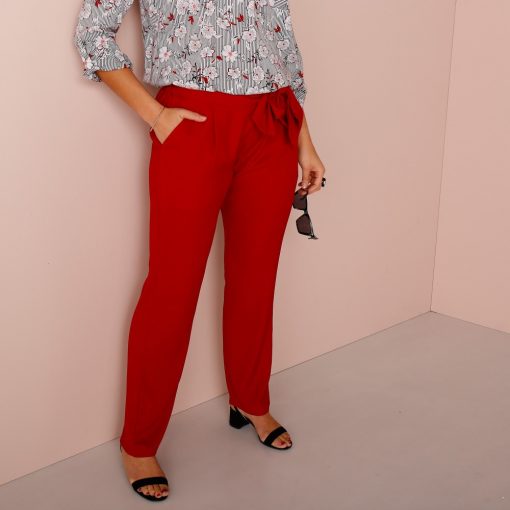 Krepové kalhoty s odnímatelným páskem červená  – Blancheporte