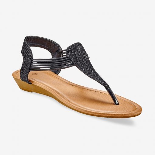 Pružné sandály na klínku černá  – Blancheporte