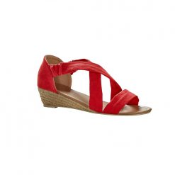 Sandály v semišovém vzhledu červená  - Blancheporte