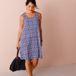 Šaty v grafickém designu modrá/režná  - Blancheporte