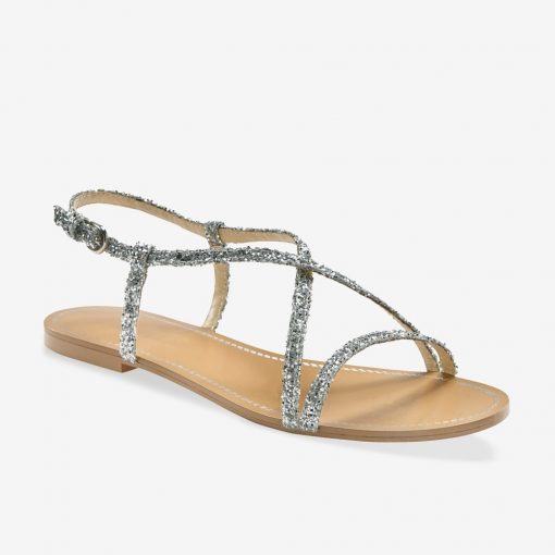 Třpytivé páskové sandály stříbřitá  – Blancheporte