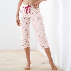 / pyžamové kalhoty s potiskem měsíce Lola slonová kost/třešňová / - Blancheporte