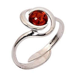 Nastavitelný stříbrný prsten s jantarovým kamínkem prsten - Blancheporte